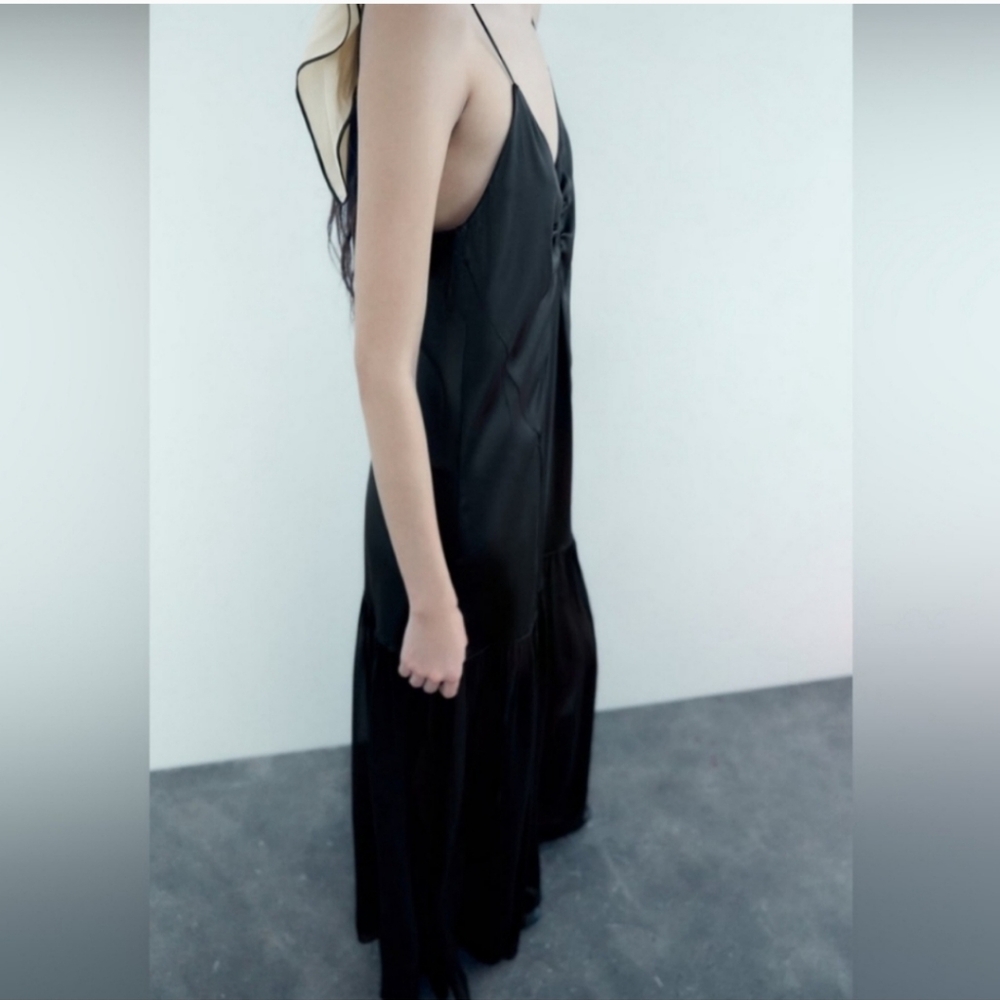 Zara Mulberry Silk Dress Black Size M - Picture 9 of 16